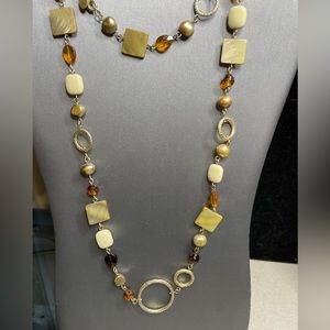 Lia Sophia Pearl & Mother of Pearl Acrylic Bead 36-39” Earth tone Necklace